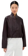 Tibi Leather Raglan Sleeve Blazer Brown In Brown