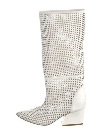 Pre-owned Tibi Leather Rain Boots In White