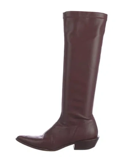 Pre-owned Tibi Leather Riding Boots In Burgundy