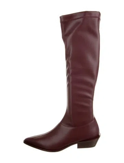 Pre-owned Tibi Leather Riding Boots In Burgundy
