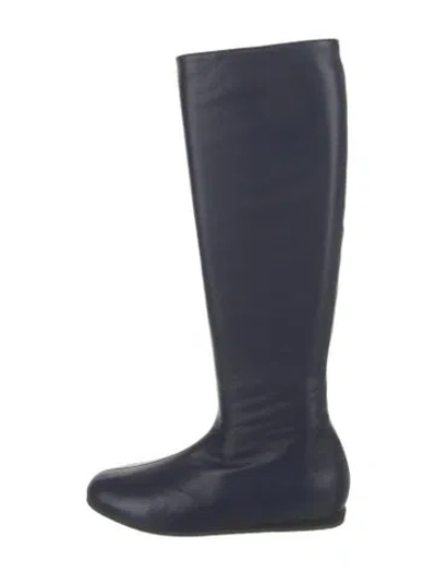 Pre-owned Tibi Leather Riding Boots W/ Tags In Blue