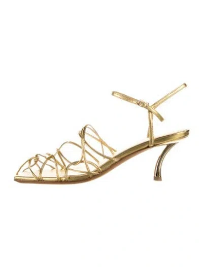 Pre-owned Tibi Leather Sandals In Gold/metallic