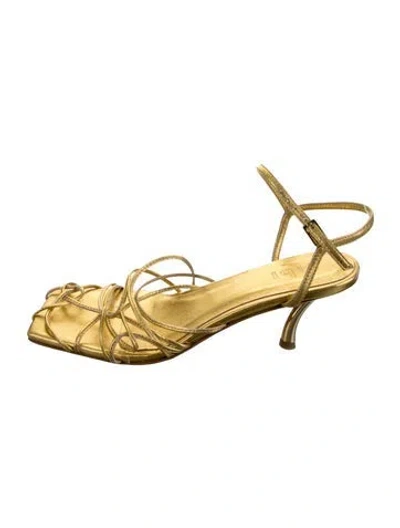 Pre-owned Tibi Leather Sandals In Gold/metallic