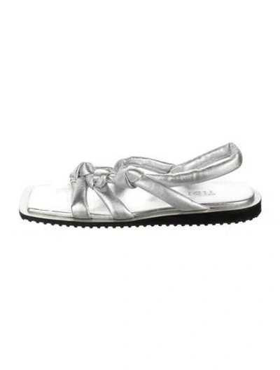 Pre-owned Tibi Leather Sandals In Metallic/silver