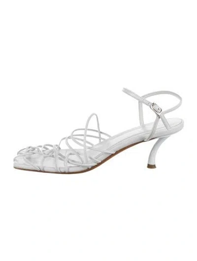 Pre-owned Tibi Leather Sandals In Silver/white