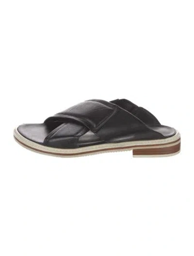 Pre-owned Tibi Leather Slides In Black