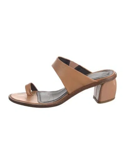 Pre-owned Tibi Leather Slides In Brown