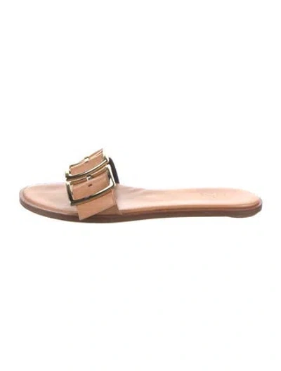 Pre-owned Tibi Leather Slides In Neutral