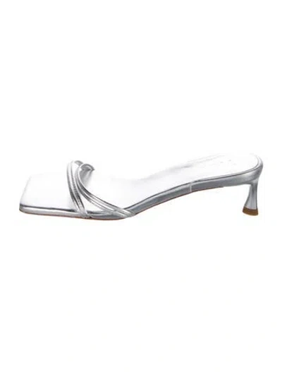 Pre-owned Tibi Leather Slides In Silver