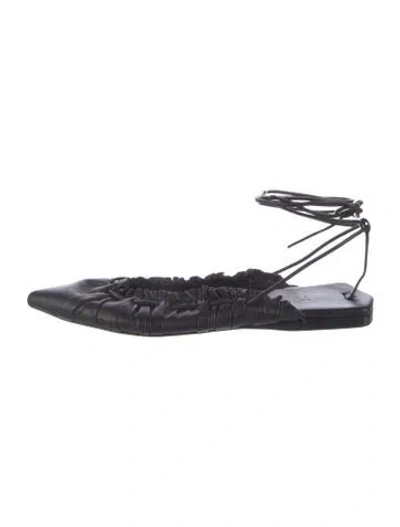 Pre-owned Tibi Leather Slingback Flats In Black