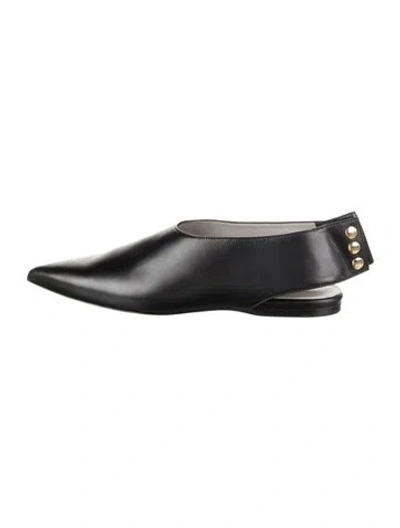 Pre-owned Tibi Leather Slingback Flats In Black