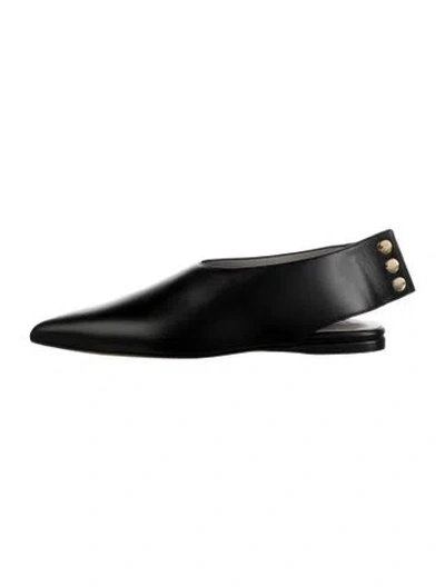 Pre-owned Tibi Leather Slingback Flats In Black