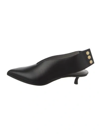 Pre-owned Tibi Leather Slingback Flats In Black