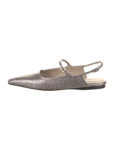 Pre-owned Tibi Leather Slingback Flats In Gray