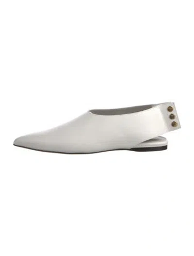 Pre-owned Tibi Leather Slingback Flats W/ Tags In White