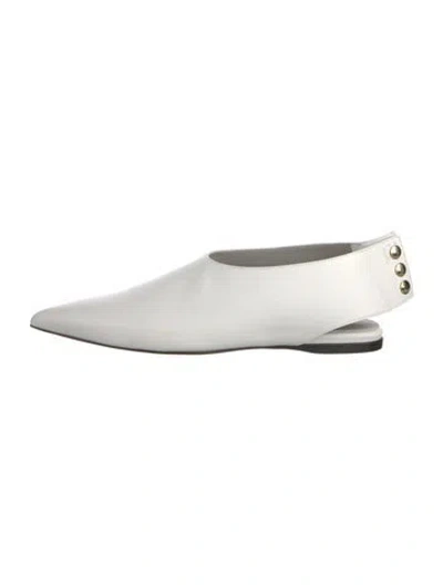 Pre-owned Tibi Leather Slingback Flats W/ Tags In White
