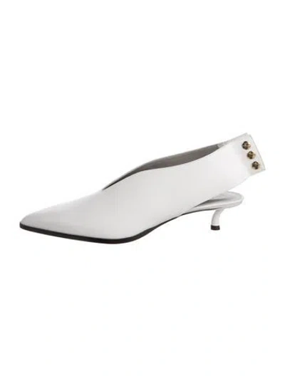 Pre-owned Tibi Leather Slingback Flats In White