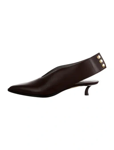 Pre-owned Tibi Leather Slingback Pumps In Brown