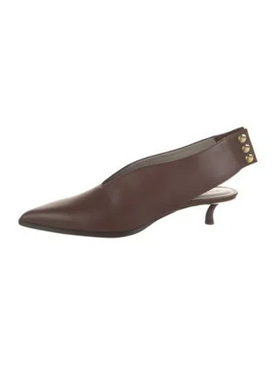 Pre-owned Tibi Leather Slingback Pumps In Brown