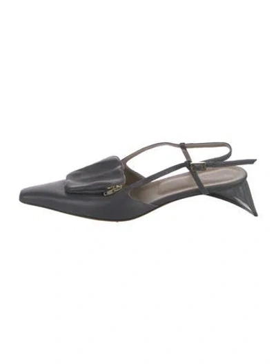 Pre-owned Tibi Leather Slingback Pumps In Gray