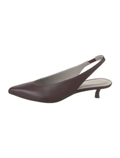 Pre-owned Tibi Leather Slingback Pumps W/ Tags In Brown