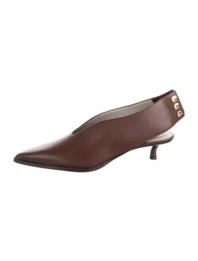 Pre-owned Tibi Leather Slingback Pumps W/ Tags In Brown