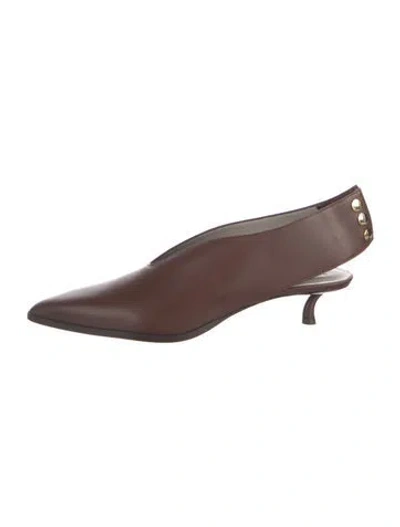 Pre-owned Tibi Leather Slingback Pumps W/ Tags In Brown