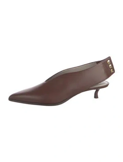 Pre-owned Tibi Leather Slingback Pumps W/ Tags In Brown