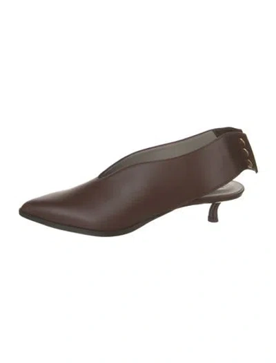 Pre-owned Tibi Leather Slingback Pumps W/ Tags In Brown