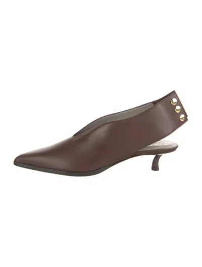 Pre-owned Tibi Leather Slingback Pumps W/ Tags In Brown