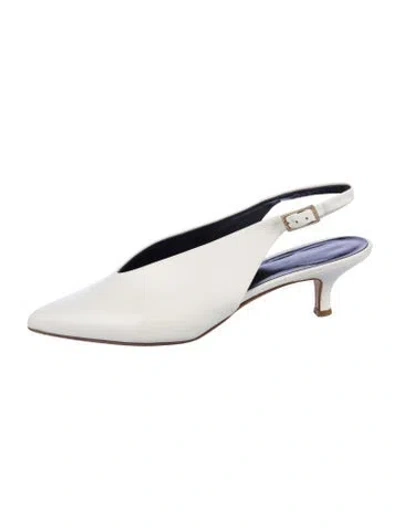 Pre-owned Tibi Leather Slingback Pumps In White