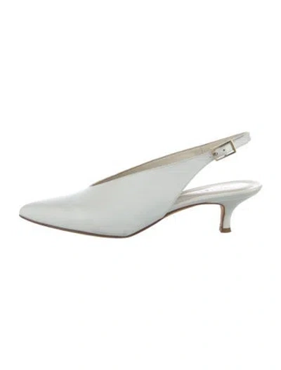 Pre-owned Tibi Leather Slingback Pumps In White