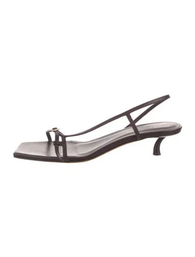 Pre-owned Tibi Leather Slingback Sandals In Brown
