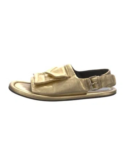 Pre-owned Tibi Leather Slingback Sandals In Gold
