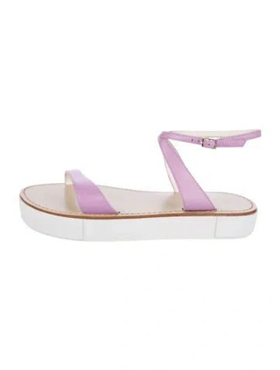 Pre-owned Tibi Leather Slingback Sandals In Purple/white