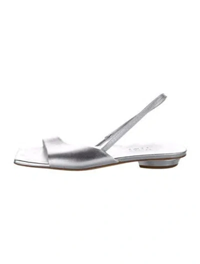 Pre-owned Tibi Leather Slingback Sandals In Silver