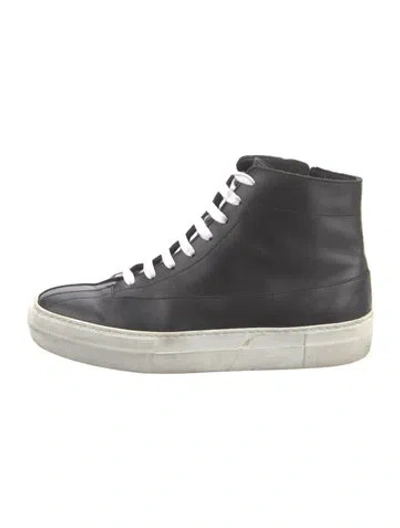 Pre-owned Tibi Leather Sneakers In Black