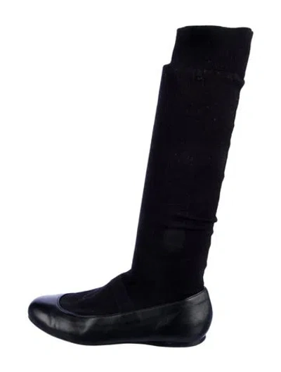 Pre-owned Tibi Leather Sock Boots In Black