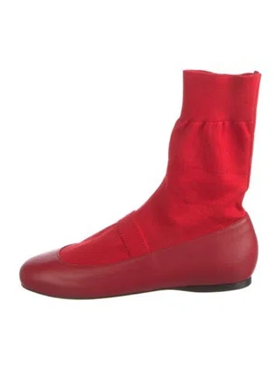 Pre-owned Tibi Leather Sock Boots In Red