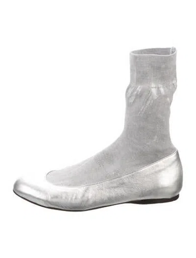 Pre-owned Tibi Leather Sock Boots In Silver