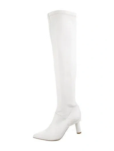 Pre-owned Tibi Leather Sock Boots In White