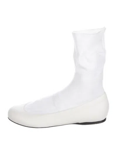Pre-owned Tibi Leather Sock Boots In White