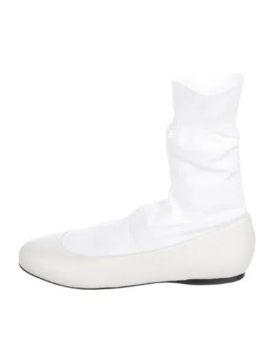 Pre-owned Tibi Leather Sock Boots In White