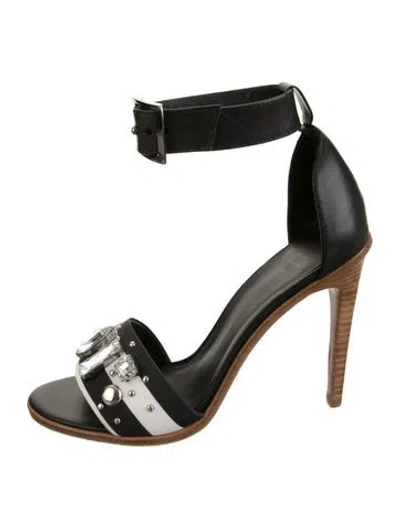 Pre-owned Tibi Leather Striped Sandals In Black