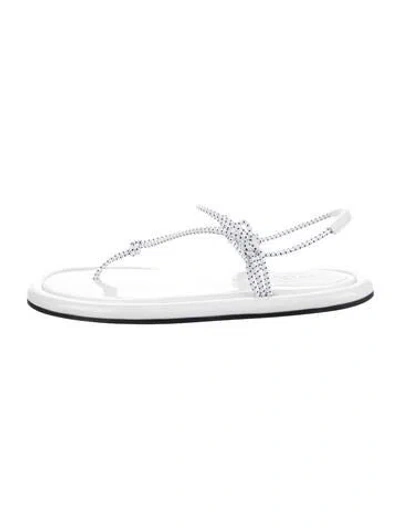 Pre-owned Tibi Leather Striped Sandals In White