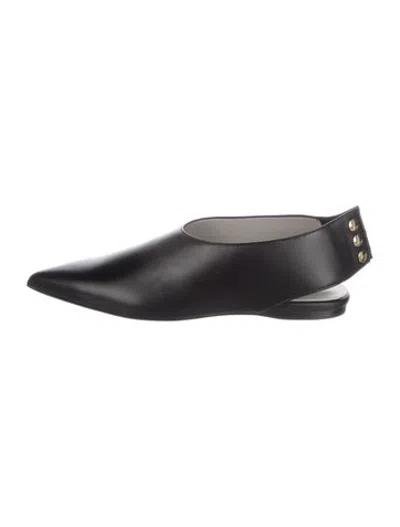 Pre-owned Tibi Leather Studded Accents Slingback Flats W/ Tags In Black