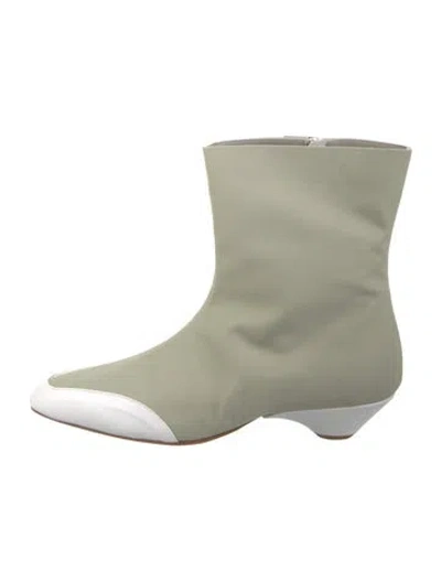 Pre-owned Tibi Leather Trim Embellishment Boots In Green