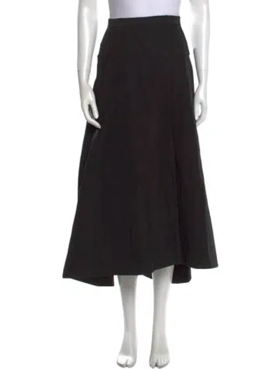 Pre-owned Tibi Leather Trim Embellishment Midi Length Skirt In Black