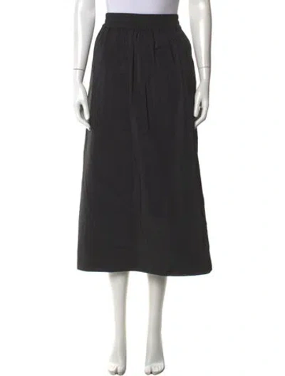 Pre-owned Tibi Leather Trim Embellishment Midi Length Skirt In Black