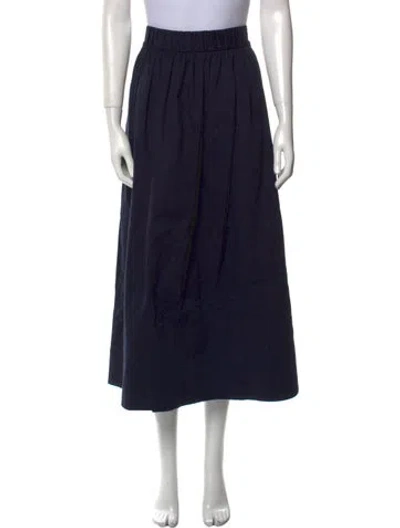 Pre-owned Tibi Leather Trim Embellishment Midi Length Skirt In Blue